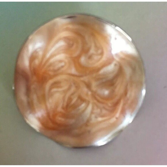 Vintage Peach Pierced Earrings Ivory Tone Swirl Enamel Gold Tone - Picture 4 of 6